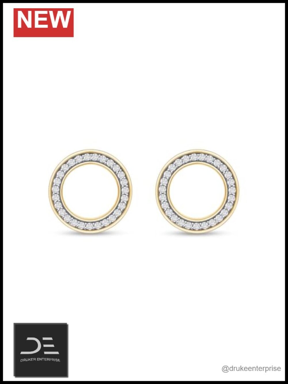 14K Yellow Gold Plated Sterling Silver Cubic Zirconia Stud Earrings for Women